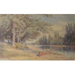 Charles Harmony Harrison, River scene, watercolour, signed lower right, 30 x 47cm