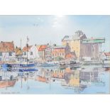 Janet Beckett, "Reflections, Wells Quay" and "Wells next the Sea", pair of pen, ink and