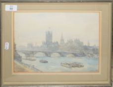 S Packard, London scene, watercolour, signed lower right, 22 x 28cm