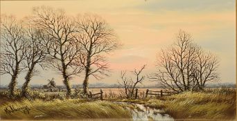 Keith W Hastings, "Herringfleet Marshes", oil on canvas, signed lower left, 23 x 34cm