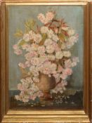 Continental School (19th/20th century), Still Life study of flowers in a vase, oil on panel, 49 x