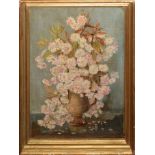 Continental School (19th/20th century), Still Life study of flowers in a vase, oil on panel, 49 x