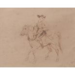 Attributed to Constance Hamilton (18th century), Figures on horseback, pair of pen and ink drawings