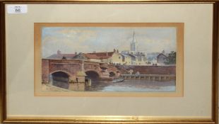 Robert Farren of Cambridge, "Bishops Bridge, Norwich", watercolour, initialled and dated 1882