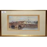 Robert Farren of Cambridge, "Bishops Bridge, Norwich", watercolour, initialled and dated 1882