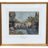 Henry H Bulman, "Harnham Bridge, Salisbury", watercolour, initialled lower right, 23 x 34cm