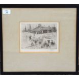 William Walcot, The First Wooden Temple of Jupiter, black and white etching, signed in pencil to