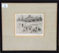 William Walcot, The First Wooden Temple of Jupiter, black and white etching, signed in pencil to