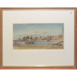 English School (19th century), "Wallingford, River Thames", watercolour, 18 x 49cm