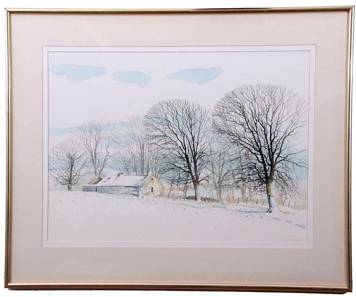 AR Donald Shannon (20th century), Winter and summer landscapes, pair of watercolours, both signed - Image 3 of 3