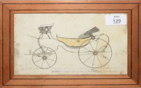 French School (19th century), Design for a carriage, pen, ink and watercolour, indistinctly