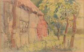 English School (20th century), Cottage, watercolour, 17 x 24cm