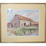 Janet Beckett, "Barn at Great Snoring, Norfolk", pen, ink and watercolour, signed lower right and