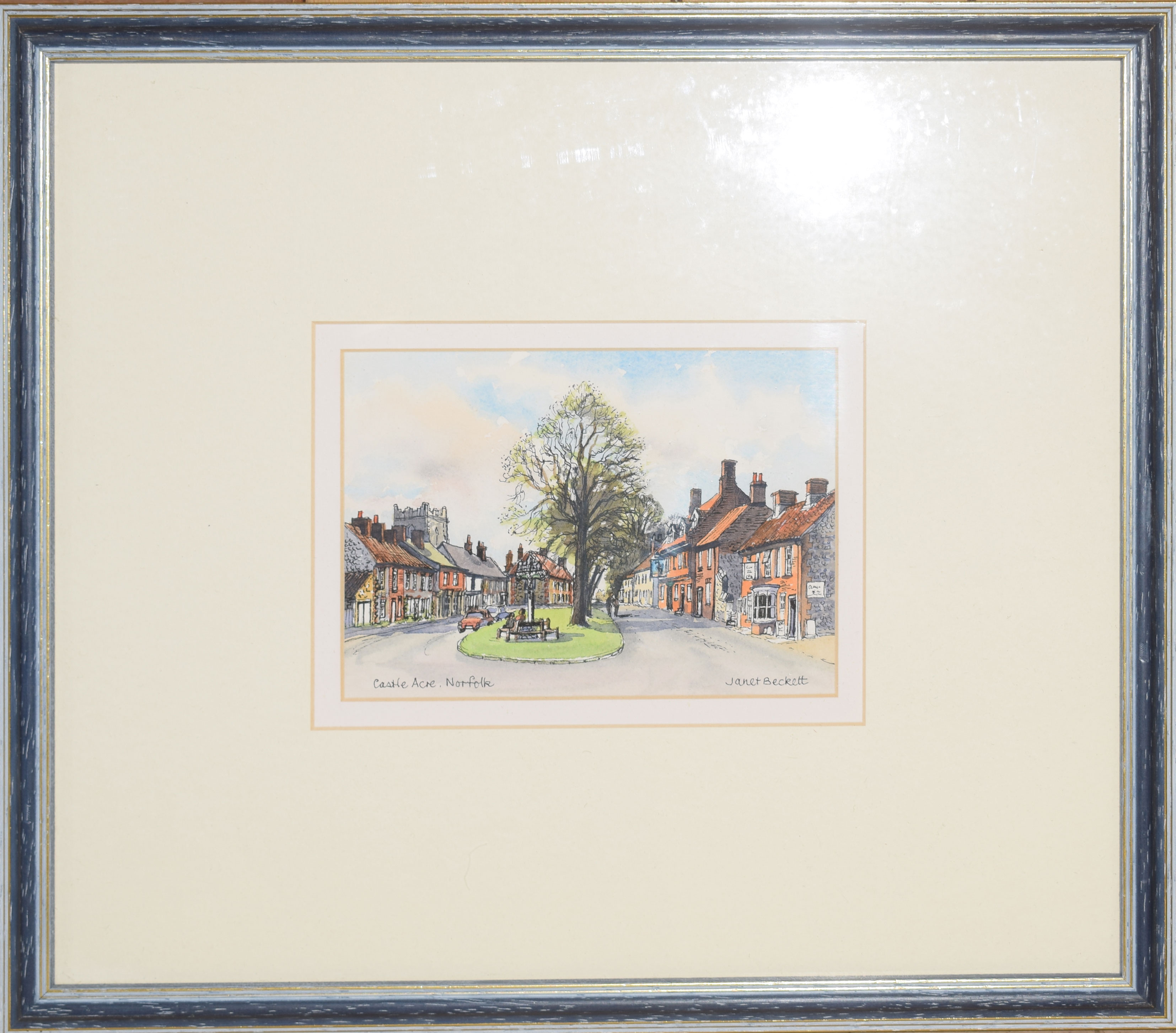 Janet Beckett, "Sheringham", pen, ink and watercolour, signed and inscribed with title to lower - Image 2 of 2