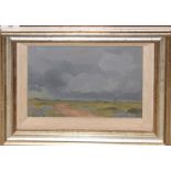 Audrey Earle, Norfolk Sky, oil on board, signed lower right, 18 x 23cm