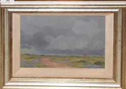 Audrey Earle, Norfolk Sky, oil on board, signed lower right, 18 x 23cm