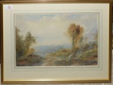 Albert Pollitt, Landscape with figures and encampment, watercolour, signed and dated
