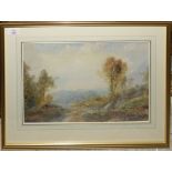 Albert Pollitt, Landscape with figures and encampment, watercolour, signed and dated