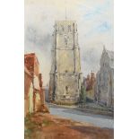 Attributed to Annie Maria Garnish, "Beccles Church", watercolour, 27 x 26cm