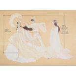 Michael Baldwin, Design for theatre costumes, gouache, signed and also variously annotated, 33 x