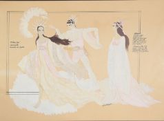 Michael Baldwin, Design for theatre costumes, gouache, signed and also variously annotated, 33 x