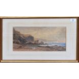 T Hart, Coastal scene, watercolour, signed and dated 1867 lower left, 20 x 36cm