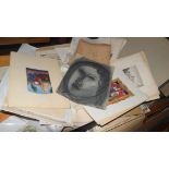 Folder containing a large quantity of Prints, Watercolours etc