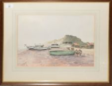 G W Miller, "A November morning, fishing boats, Dunwich", watercolour, signed lower right, 29 x 38cm