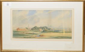 English School (19th century), Landscapes with railway station, pair of watercolours, 17 x 32cm (2)