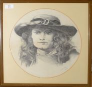 J C Wilson, Portrait of Bohemian style sitter, pencil drawing, signed and dated 1884 lower right, 37