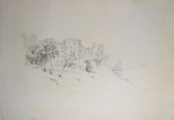 Arthur Gerald Ackermann, RI, Castle, pencil drawing,35 x 50cm, unframed, Provenance: Cromer