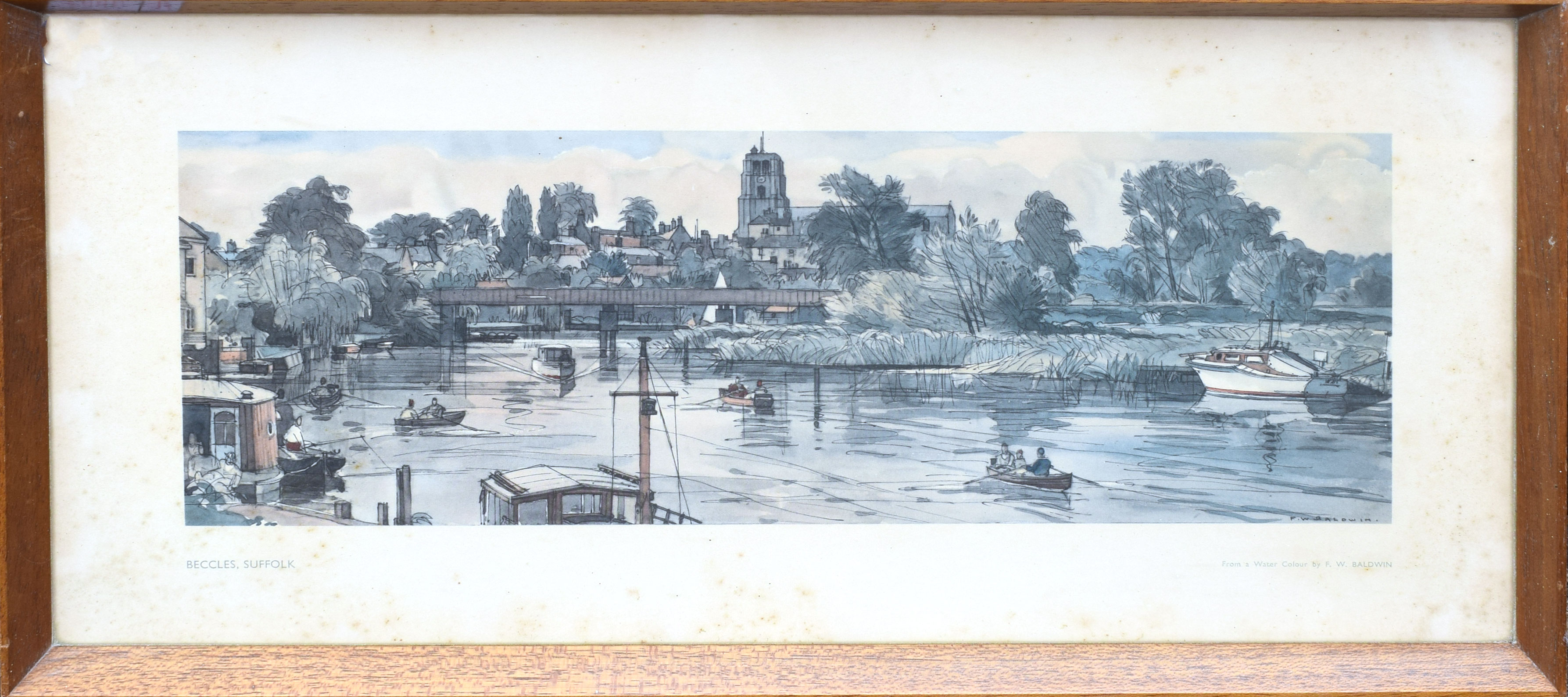 After Leonard R Squirrell, "Felixstowe Ferry, Suffolk", coloured railway print, 15 x 41cm, - Image 3 of 3