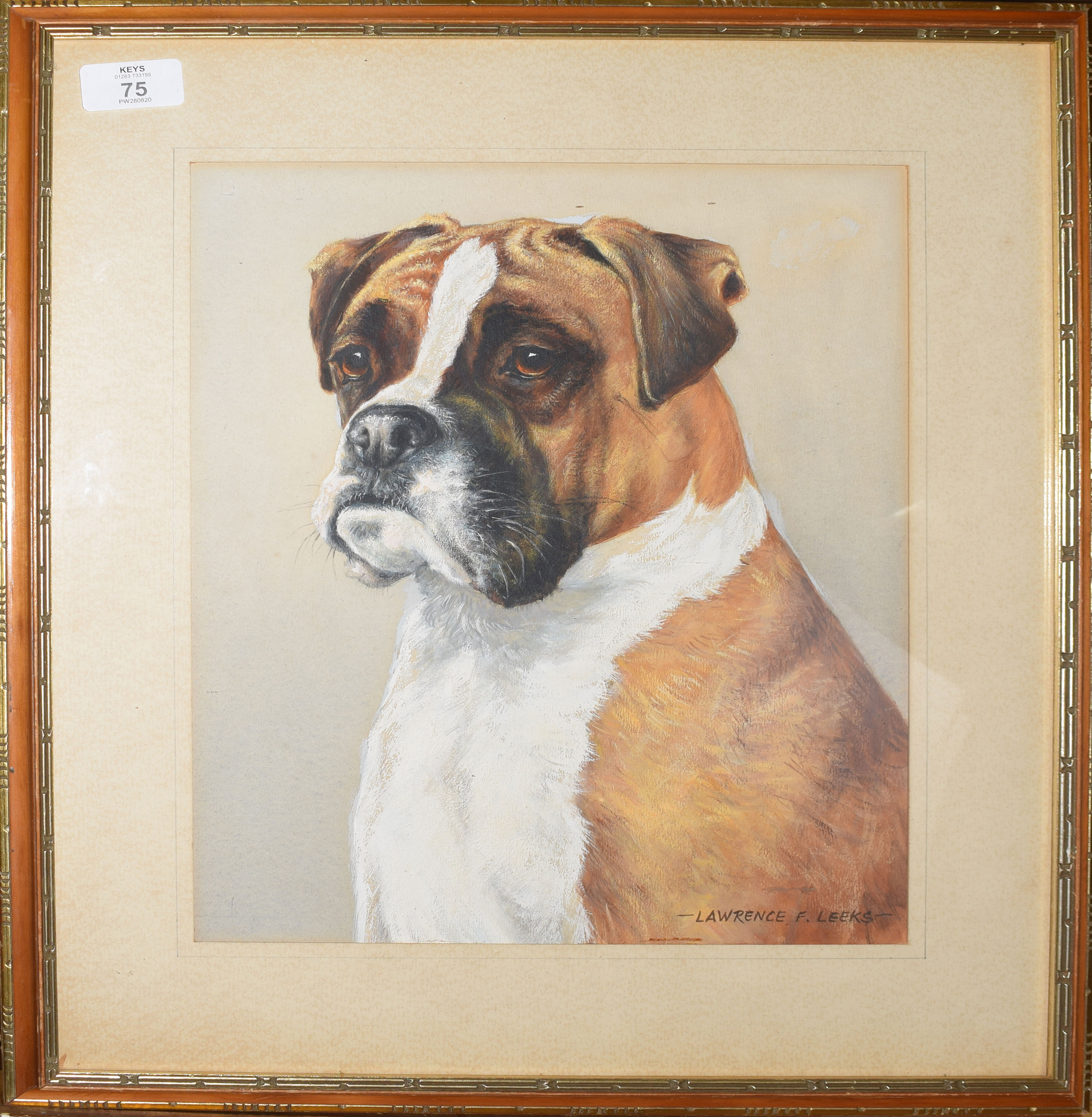 Lawrence F Leeks, "Billy Boy (boxer dog)", watercolour, signed lower right, 34 x 26cm