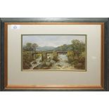 Clara Knight, Bridge over river, watercolour, signed lower left, 18 x 26cm