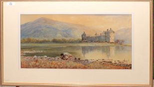 J N O Waite, Scottish Loch with ruined castle, watercolour, signed and dated 87 lower left, 35 x