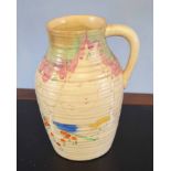 Clarice Cliff Isis vase, the ribbed body with Art Deco design (crack)