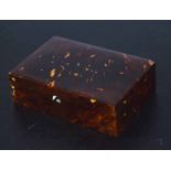 Small tortoise/turtle shell/composition cigarette box with fitted interior, 15cm wide