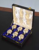 Cased set of Indian silver plated goblets