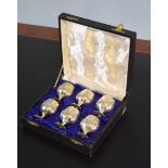 Cased set of Indian silver plated goblets