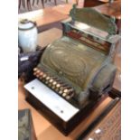 Vintage iron cash register, No 762517 and 336, 39cm wide