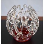 Murano red/white art bowl with open design