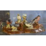 Collection of Beswick bird models mounted on a wooden effect tree stump (6)