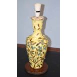 Majolica type flower encrusted table lamp (converted from a vase), 48cm high