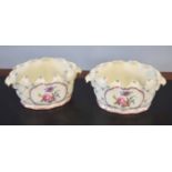 Pair of Continental porcelain jardinieres decorated in floral designs in Meissen style (2)