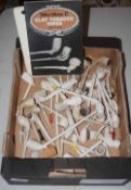 Box of various vintage clay pipes