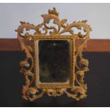 Gilt metal framed easel back table top mirror, 27cm high