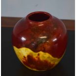 Royal Doulton flambe vase with a red and yellow glaze