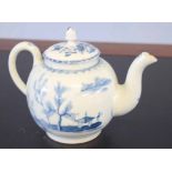 Lowestoft 18th century tea pot, blue and white design (the pot broken and re-stuck) with