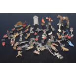 Ten various lead/spelter vintage toy horses, figures, soldiers etc