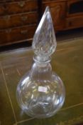 Large late 19th century chemists jar with faceted teardrop stopper, 58cm high